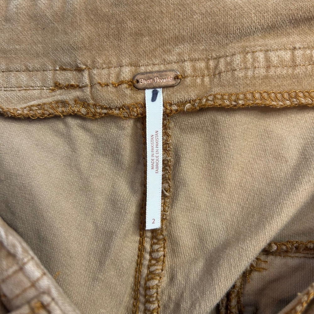 Free People We The Free Tan Corduroy Flare Pants Button Fly Utility Boho Size 2 - Picture 4 of 9